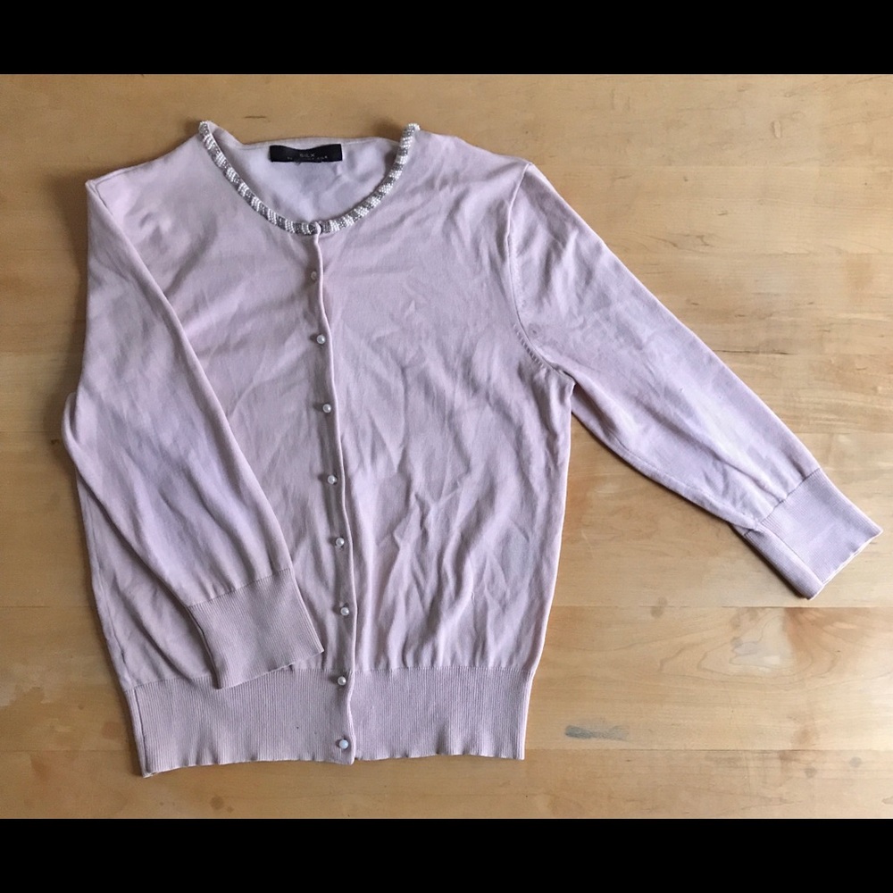 Vintage-style silk blend cardigan